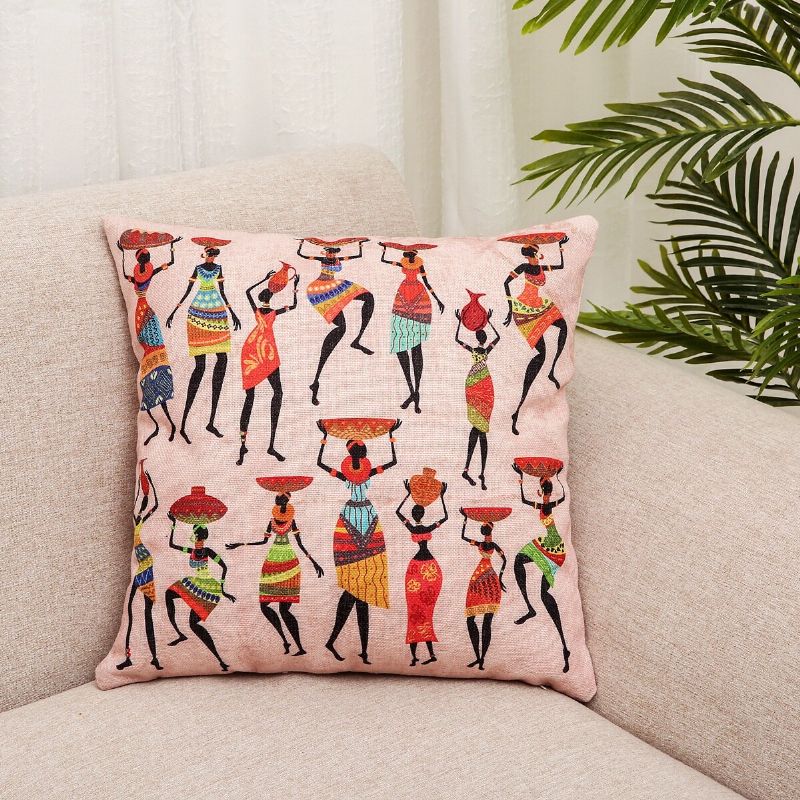 Afrika Indisk Folkestil Trykk Lin Putetrekk Hjem Sofa Art Decor Sete