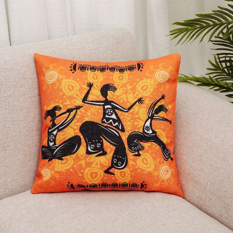 Afrika Indisk Folkestil Trykk Lin Putetrekk Hjem Sofa Art Decor Sete