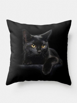 Black Cat Pattern Lin Putetrekk Hjemmesofa Art Decor