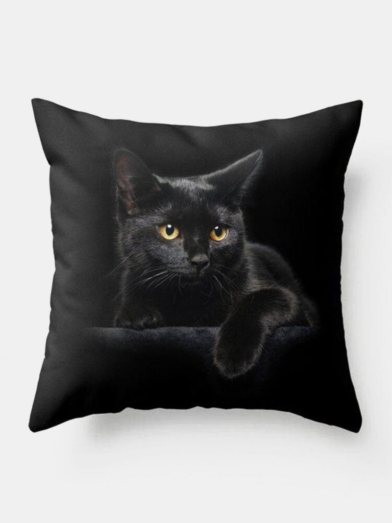 Black Cat Pattern Lin Putetrekk Hjemmesofa Art Decor