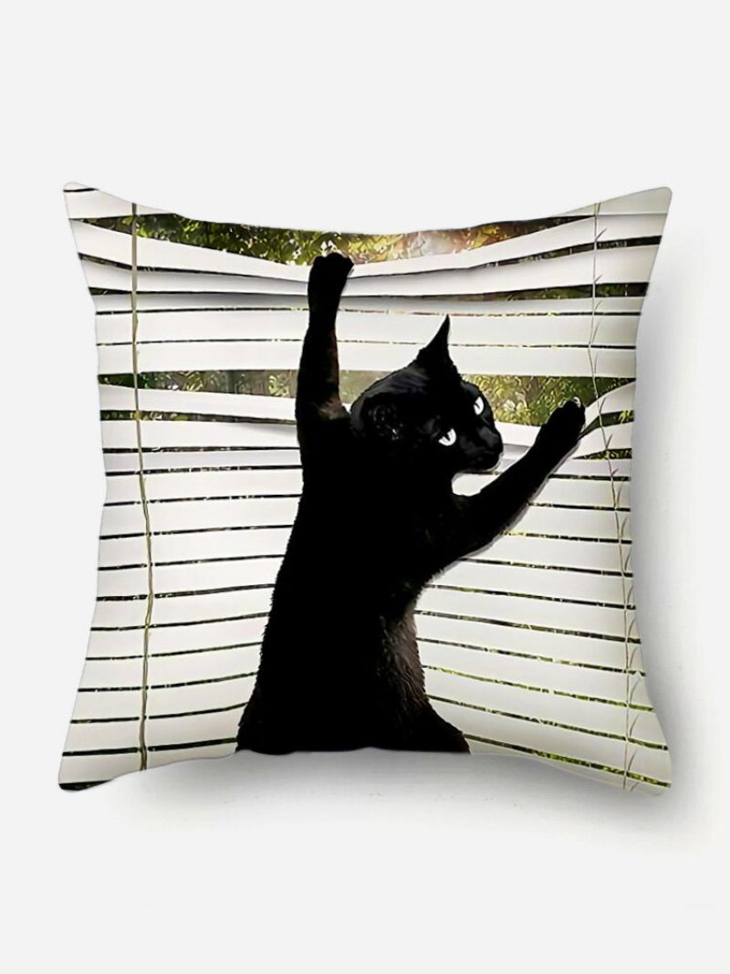 Black Cat Pattern Lin Putetrekk Hjemmesofa Art Decor