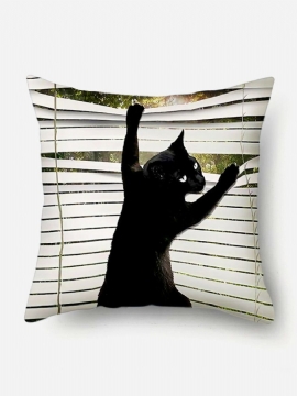 Black Cat Pattern Lin Putetrekk Hjemmesofa Art Decor