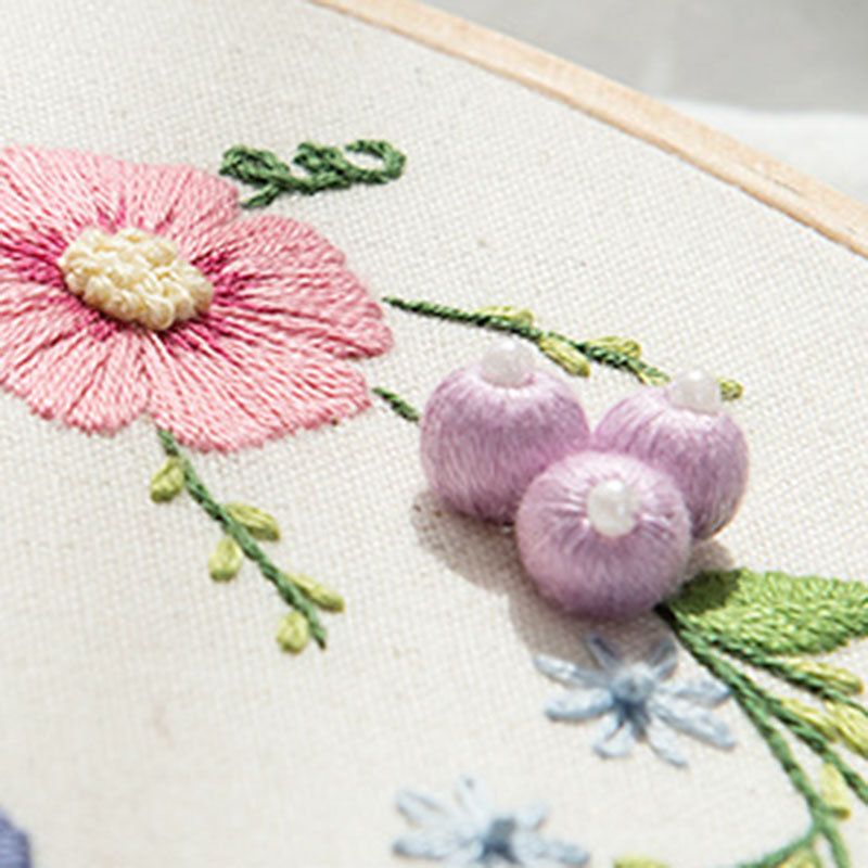 Blomstertrykt Diy-broderisett Linstoffsett Håndlaget Kitting Nybegynnerhåndarbeidssett