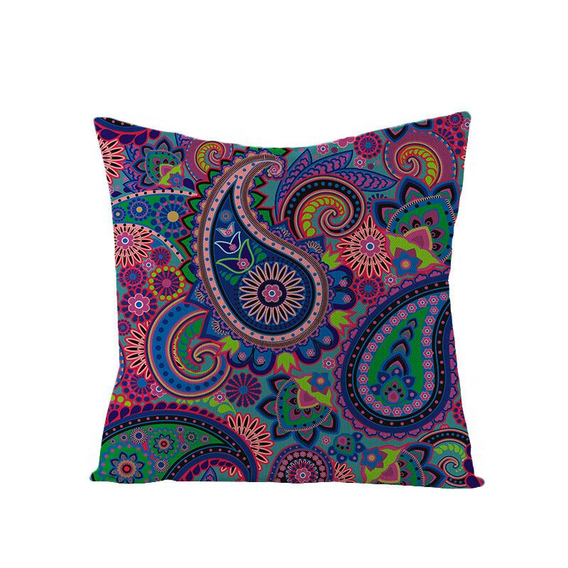 Bohemian Mandala Folk Geometrisk Stil Lin Putetrekk Hjemmesofa Kunst Dekor