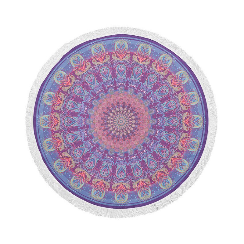 Bohemian Mandala Utskrift Mikrofiber Rund Dusk Strandhåndklær Yogamatte Teppe