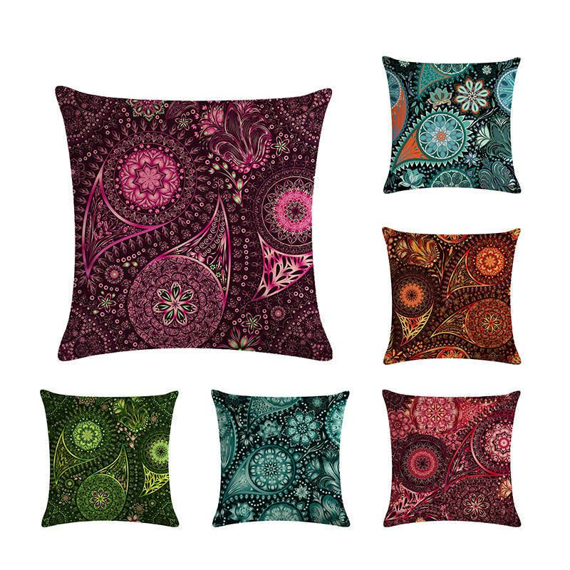 Bohemian Putetrekk Creative Printed Lin Bomulls Hjemmesofa Dekor