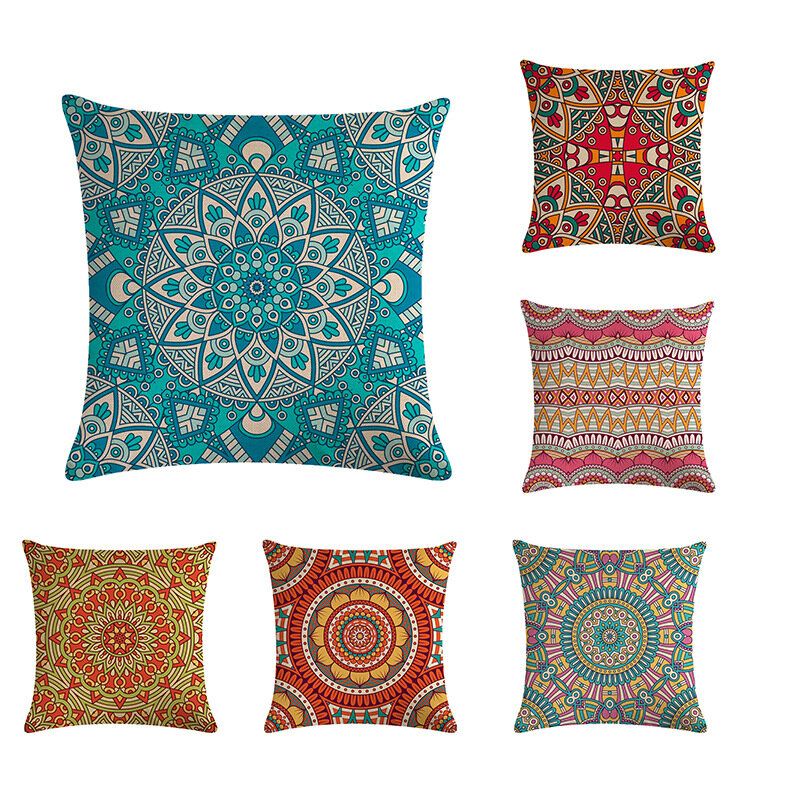 Bohemian Putetrekk Creative Printed Lin Bomulls Hjemmesofa Dekor