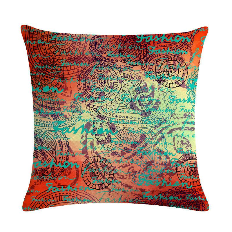 Bohemian Putetrekk Creative Printed Lin Bomulls Hjemmesofa Dekor