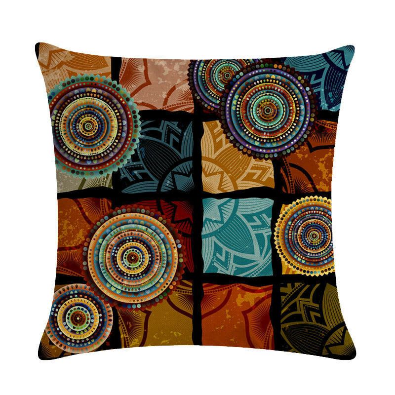 Bohemian Putetrekk Creative Printed Lin Bomulls Hjemmesofa Dekor