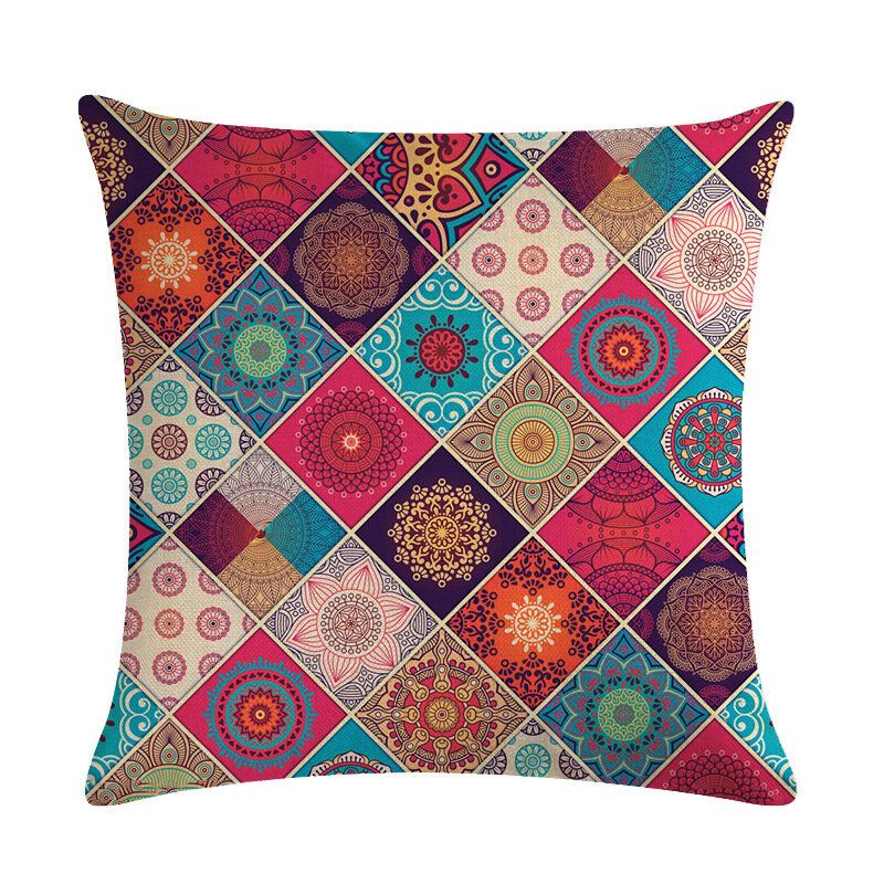 Bohemian Putetrekk Creative Printed Lin Bomulls Hjemmesofa Dekor