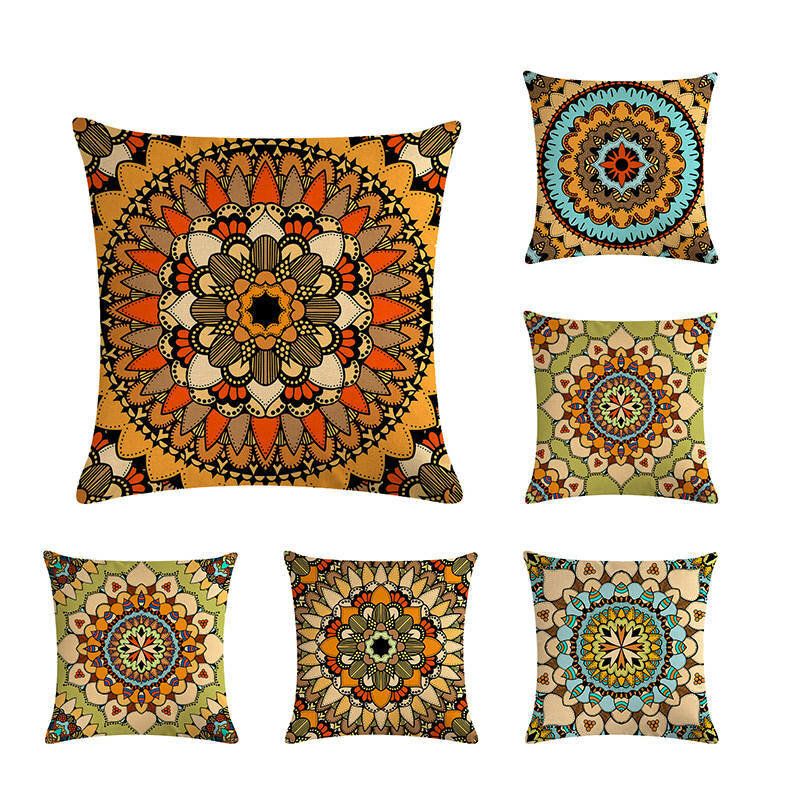 Bohemian Putetrekk Creative Printed Lin Bomulls Hjemmesofa Dekor