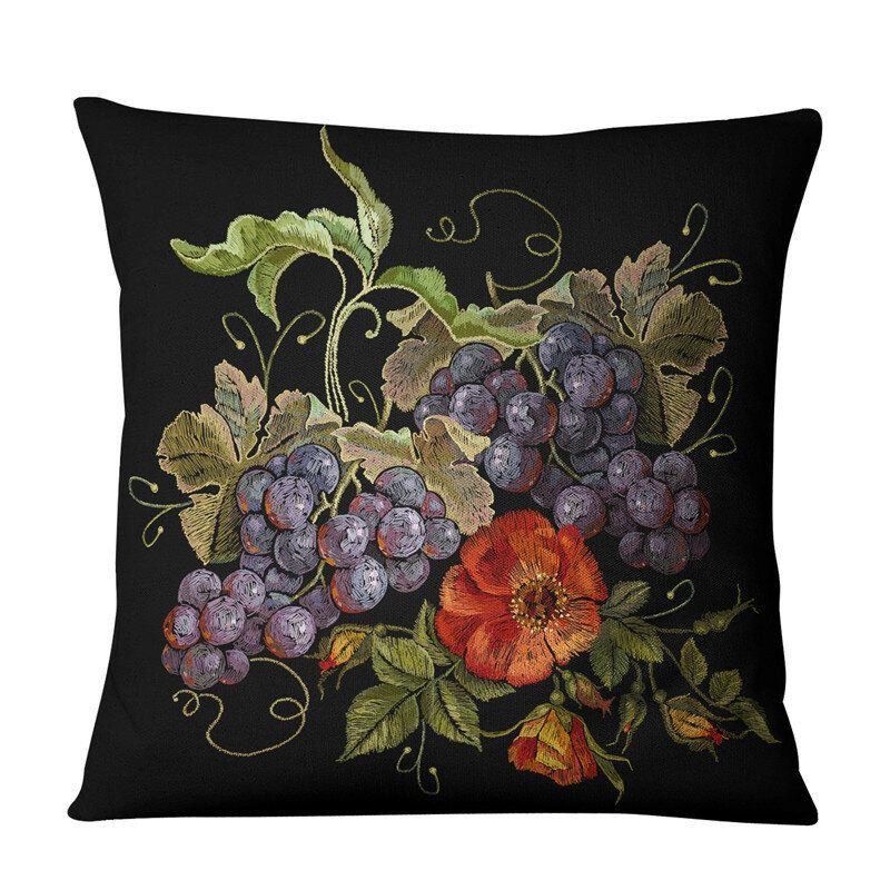 Broderi Blomster Og Fugler Lin Putetrekk Hjem Stoff Sofa