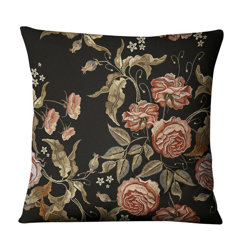 Broderi Blomster Og Fugler Lin Putetrekk Hjem Stoff Sofa