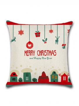 Cartoon Christmas Santa Elg Lin Bomullsputetrekk Hjemmesofa Jul Art Decor Putetrekk