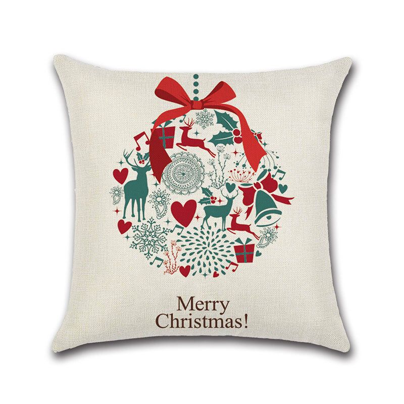 Cartoon Christmas Santa Elg Lin Bomullsputetrekk Hjemmesofa Jul Art Decor Putetrekk