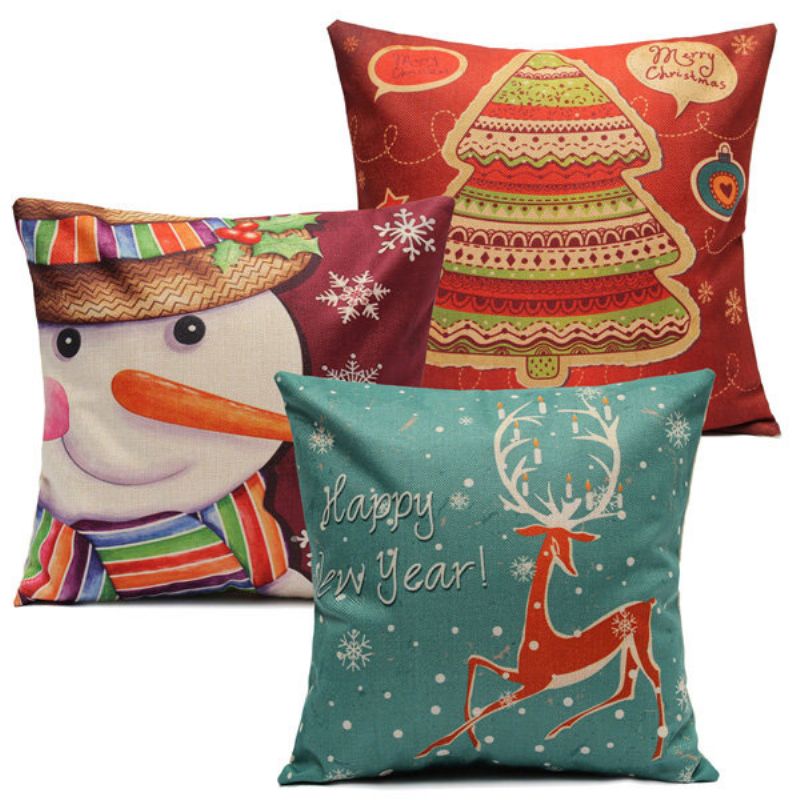 Christmas Series Lin Bomulls Putetrekk Sofa Bil Home Decoration