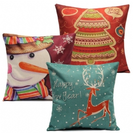 Christmas Series Lin Bomulls Putetrekk Sofa Bil Home Decoration