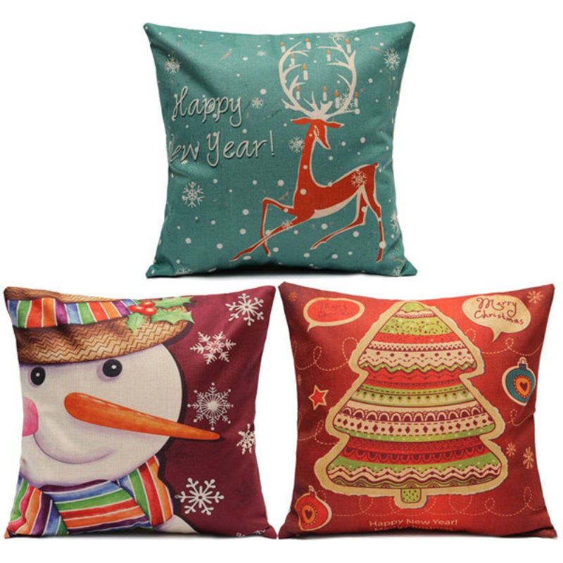 Christmas Series Lin Bomulls Putetrekk Sofa Bil Home Decoration