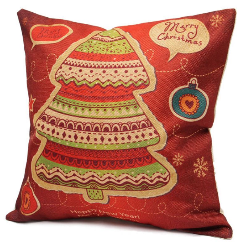 Christmas Series Lin Bomulls Putetrekk Sofa Bil Home Decoration