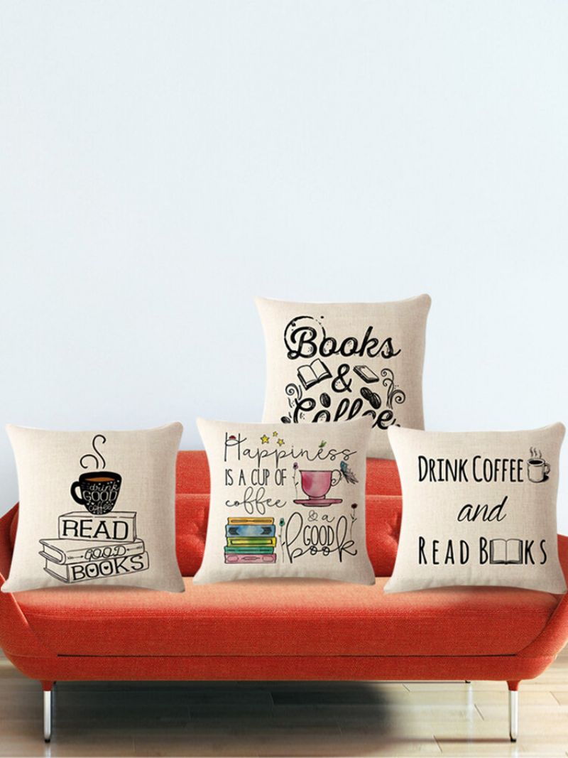 Coffee Books Theme Putetrekk Stol Sofa Sete Rygg Home Decor