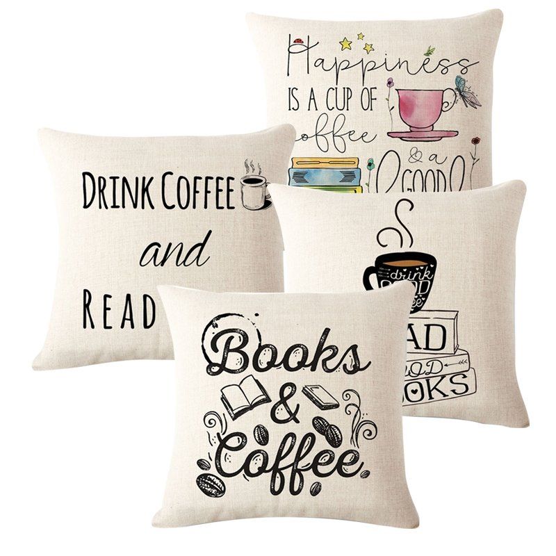 Coffee Books Theme Putetrekk Stol Sofa Sete Rygg Home Decor