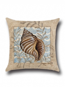 Conch Seahorse Seashell Putetrekk 45*45cm Bomull Lin Bryllupsdekor