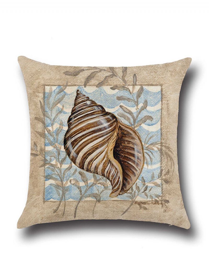 Conch Seahorse Seashell Putetrekk 45*45cm Bomull Lin Bryllupsdekor