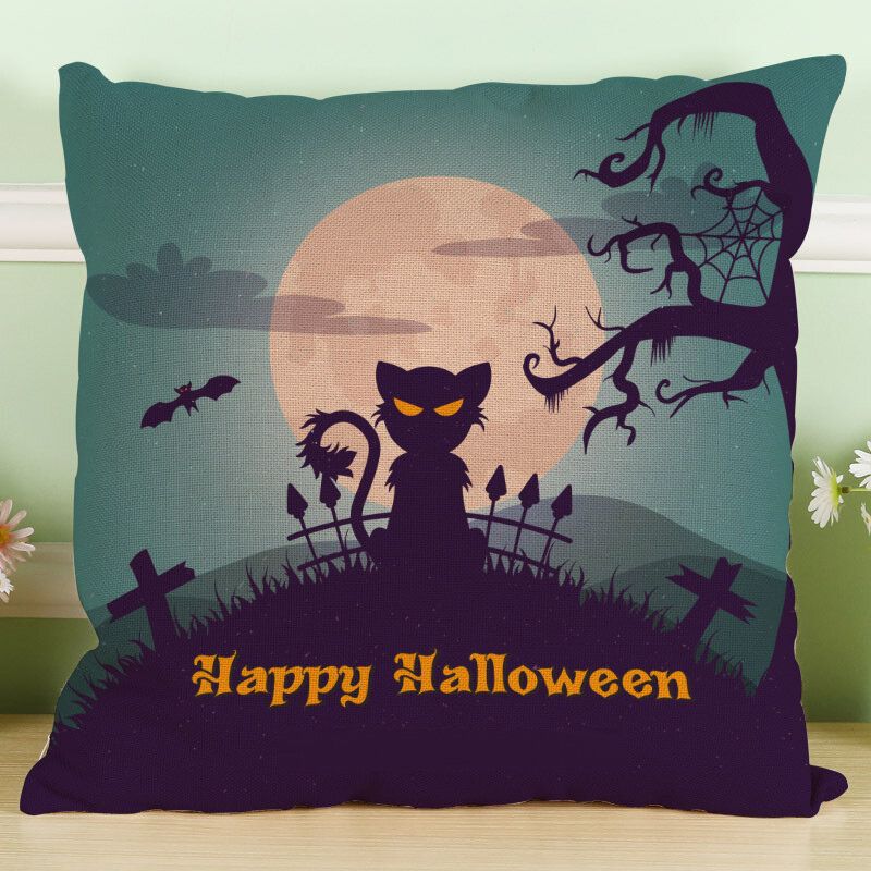 Crazy Halloween Tema Gresskar Mote Bomull Lin Putetrekk Sofa Pute Dekor Gave