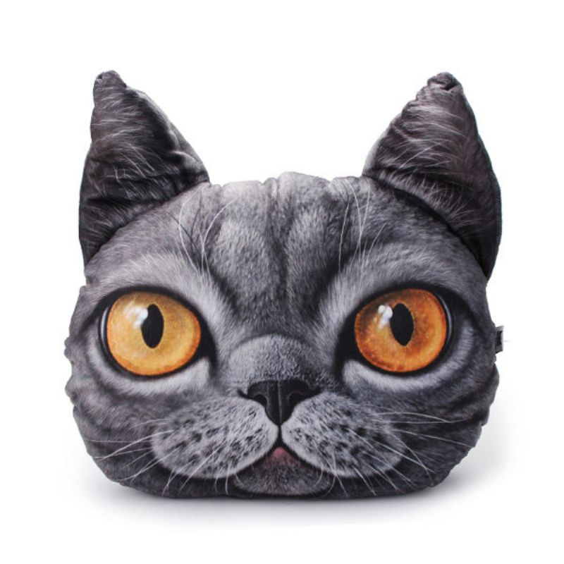 Creative 3d Hunde Katt Puteputer Plysj Meow Star Sovesofa Pute 2 Str.