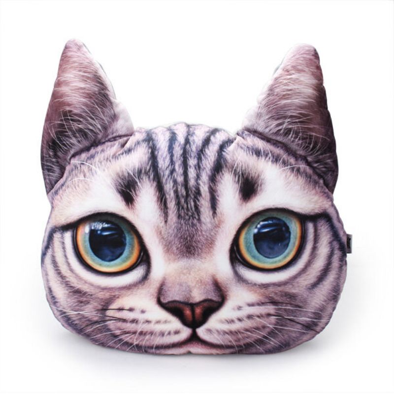 Creative 3d Hunde Katt Puteputer Plysj Meow Star Sovesofa Pute 2 Str.