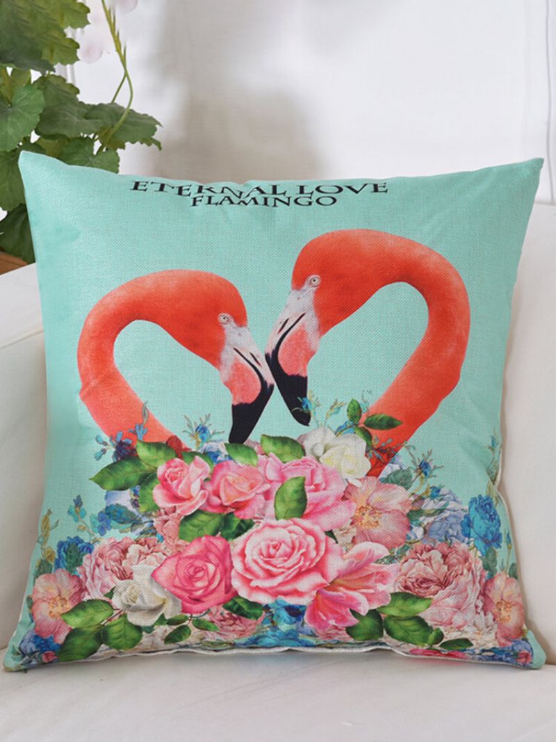 Creative Flamingo Tegneseriemønster Bomull Putetrekk Home Decor