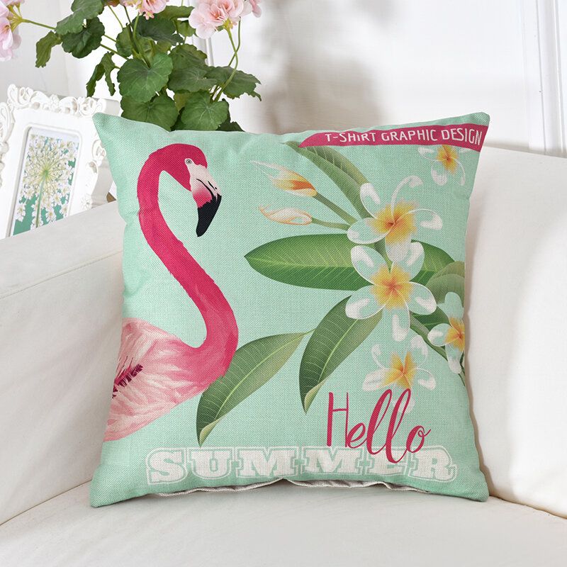 Creative Flamingo Tegneseriemønster Bomull Putetrekk Home Decor