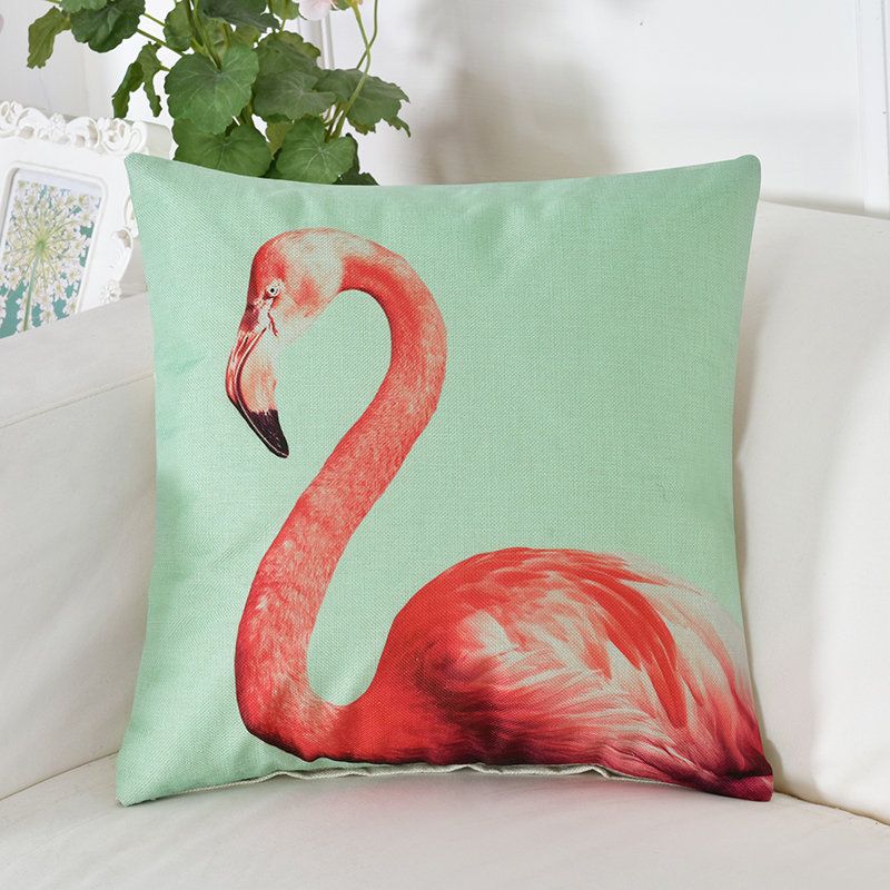 Creative Flamingo Tegneseriemønster Bomull Putetrekk Home Decor