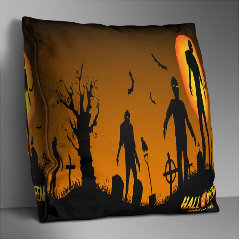 Dobbeltsidig Trykt Polyester Halloween Putetrekk Hjemmesofa Myk Art Decor