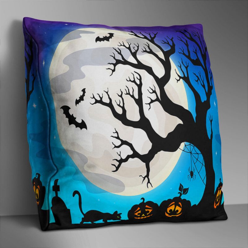 Dobbeltsidig Trykt Polyester Halloween Putetrekk Hjemmesofa Myk Art Decor