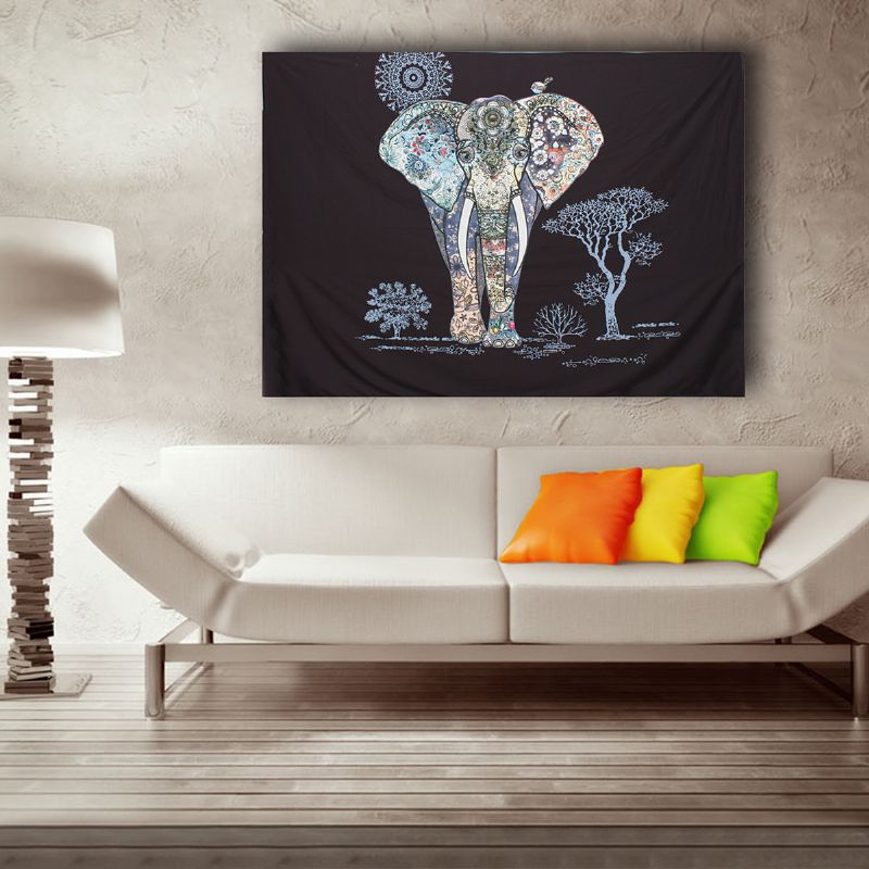 Elephant Indian Mandala Beach Håndkle Vegghengende Billedvev Bohemian Throw Mat Dorm Cover