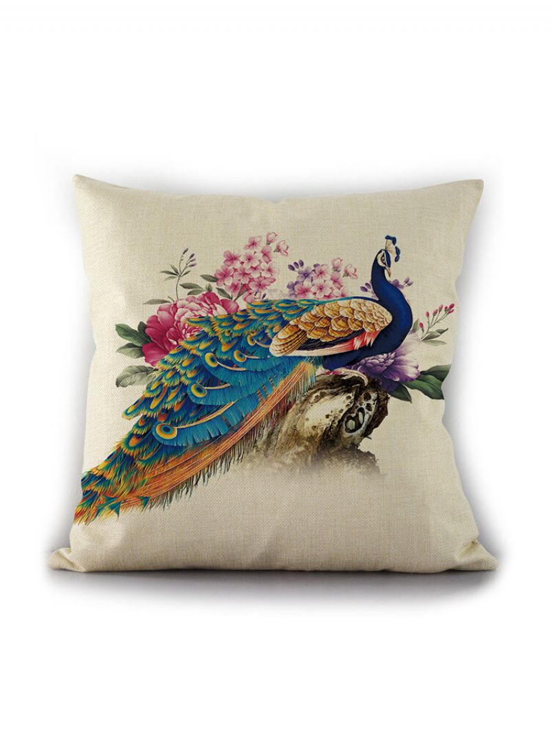 Enkel Peacock Flower Lin Putetrekk Sofa Hjem Bil Des