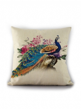 Enkel Peacock Flower Lin Putetrekk Sofa Hjem Bil Des