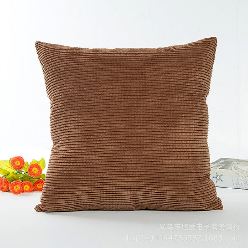 Firkantet Candy Color Corn Putetrekk Corduroy Kontor Ryggpute Home Decor