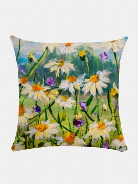 Floral Overlay Print Mønster Lin Putetrekk Hjem Sofa Art Decor