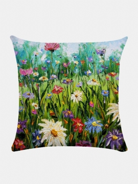 Floral Overlay Print Mønster Lin Putetrekk Hjem Sofa Art Decor