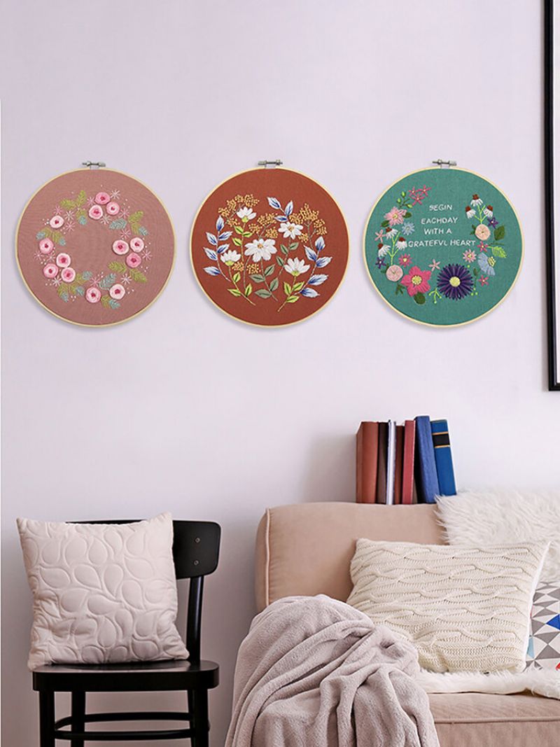 Gjør-det-selv-bånd Broderi For Nybegynnere Praktiske Sett Håndarbeid Floral Korssting Veggmaleri Kunst Home Decor Set