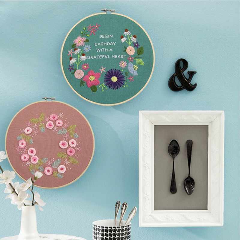 Gjør-det-selv-bånd Broderi For Nybegynnere Praktiske Sett Håndarbeid Floral Korssting Veggmaleri Kunst Home Decor Set