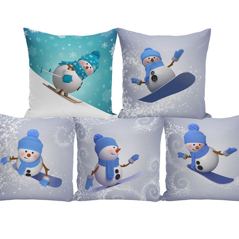 Godt Nyttår 3d Snowman Christmas Putetrekk Polyester Dekor For Home