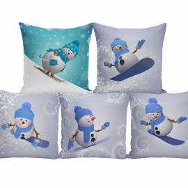 Godt Nyttår 3d Snowman Christmas Putetrekk Polyester Dekor For Home