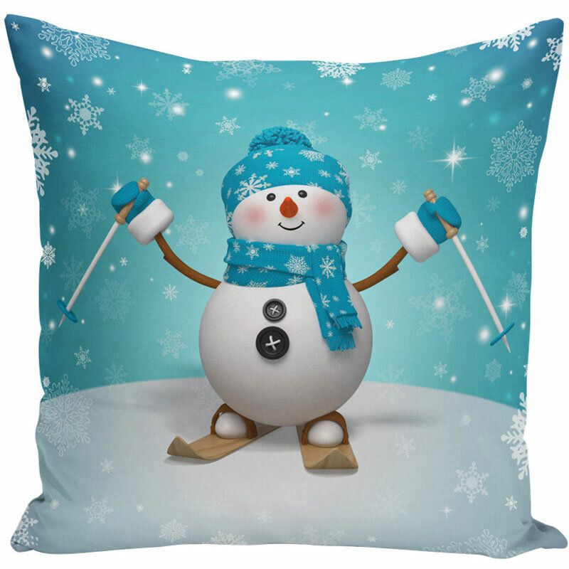 Godt Nyttår 3d Snowman Christmas Putetrekk Polyester Dekor For Home