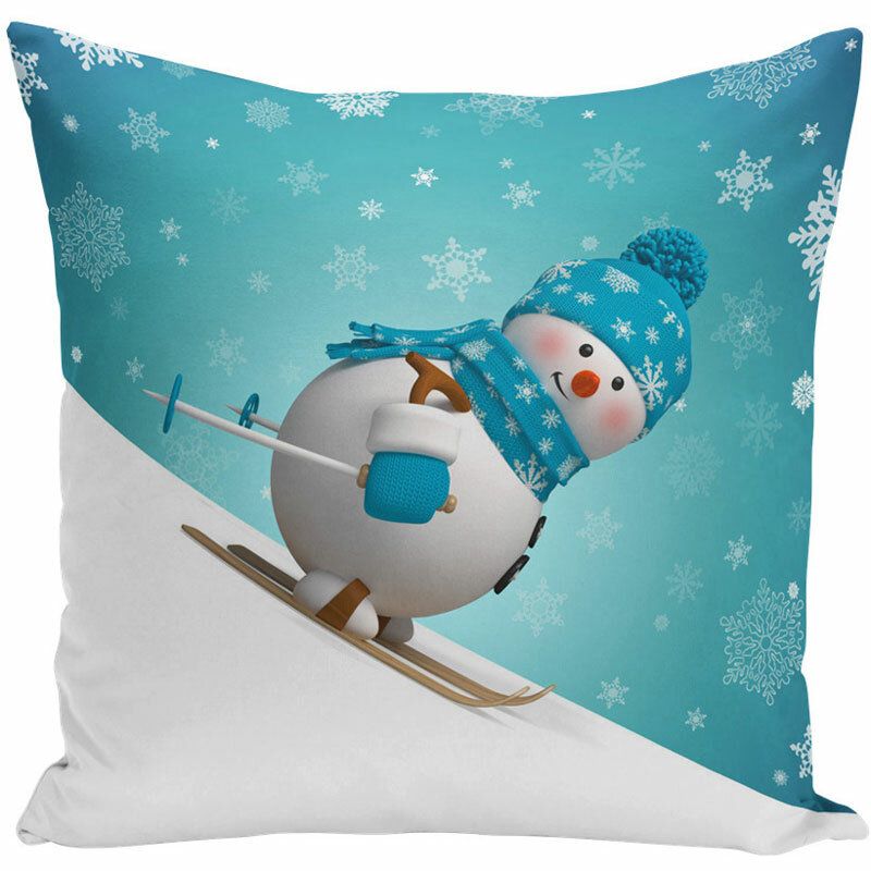 Godt Nyttår 3d Snowman Christmas Putetrekk Polyester Dekor For Home