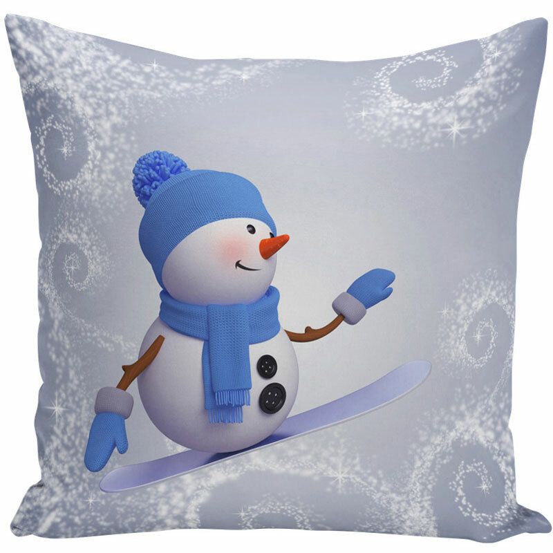 Godt Nyttår 3d Snowman Christmas Putetrekk Polyester Dekor For Home