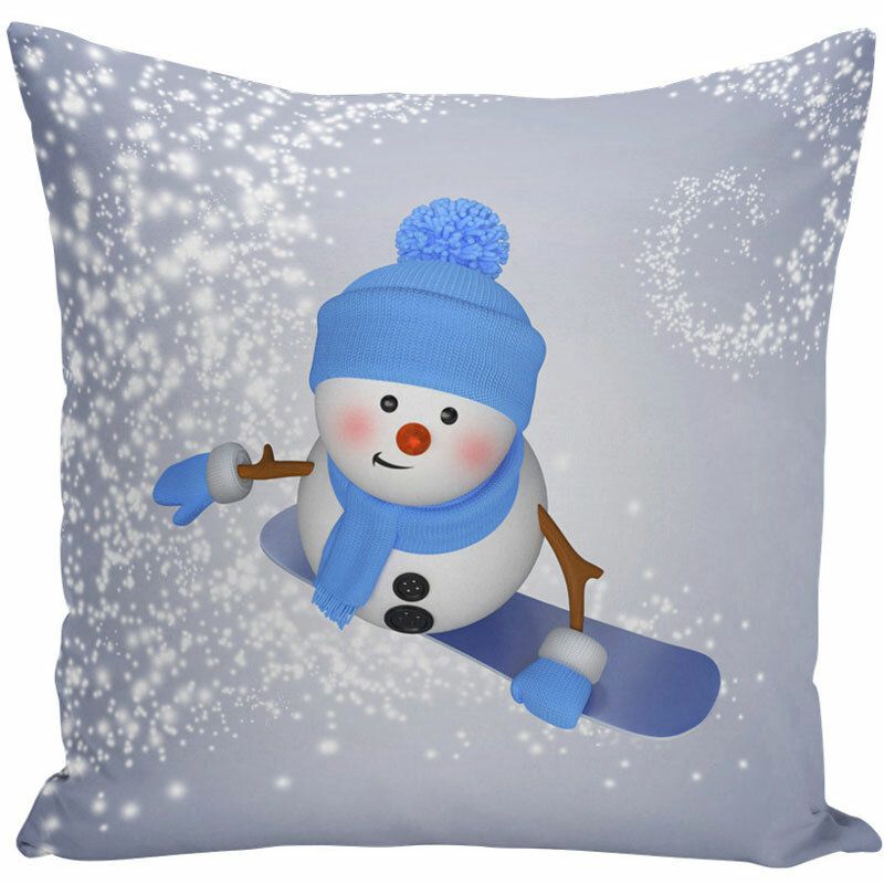 Godt Nyttår 3d Snowman Christmas Putetrekk Polyester Dekor For Home