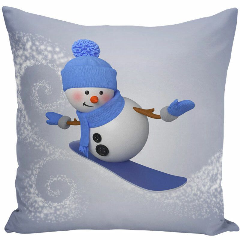 Godt Nyttår 3d Snowman Christmas Putetrekk Polyester Dekor For Home